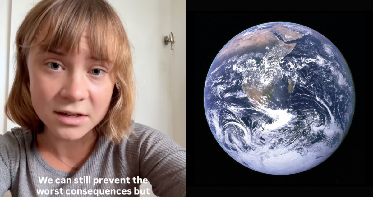 Foto de Greta Thunberg y el planeta Tierra