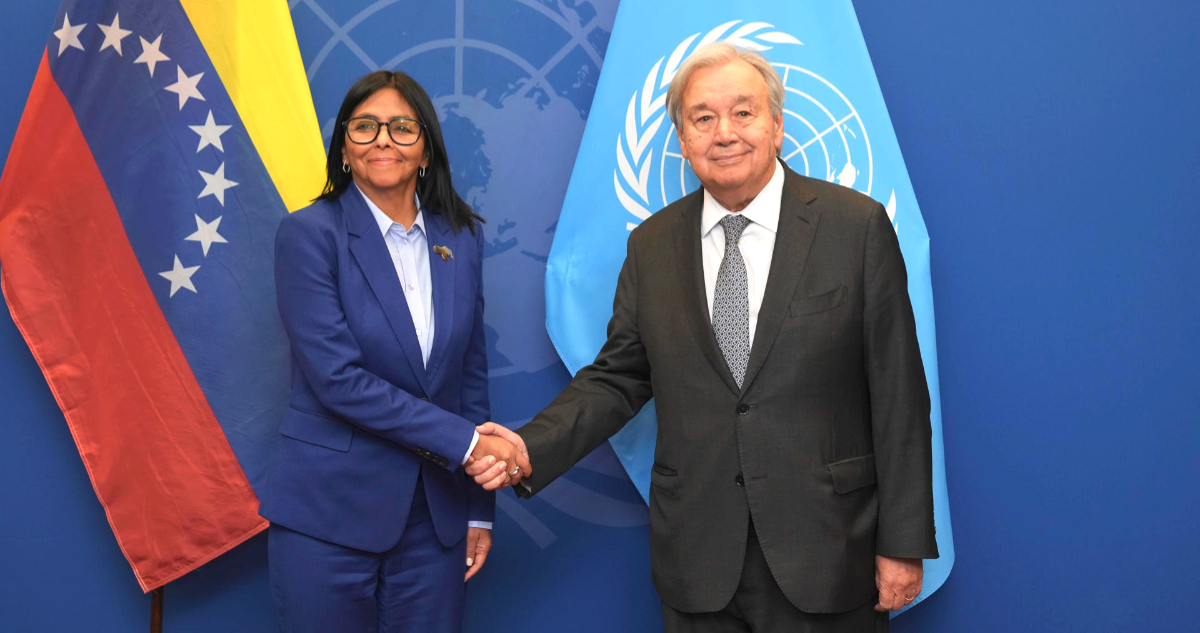 Guterres recibe a Delcy Rodríguez en la ONU en la previa a bilateral de presidenta (e) con Trump