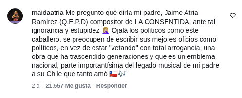 Comentario de Magdalena Atria sobre "La Consentida"