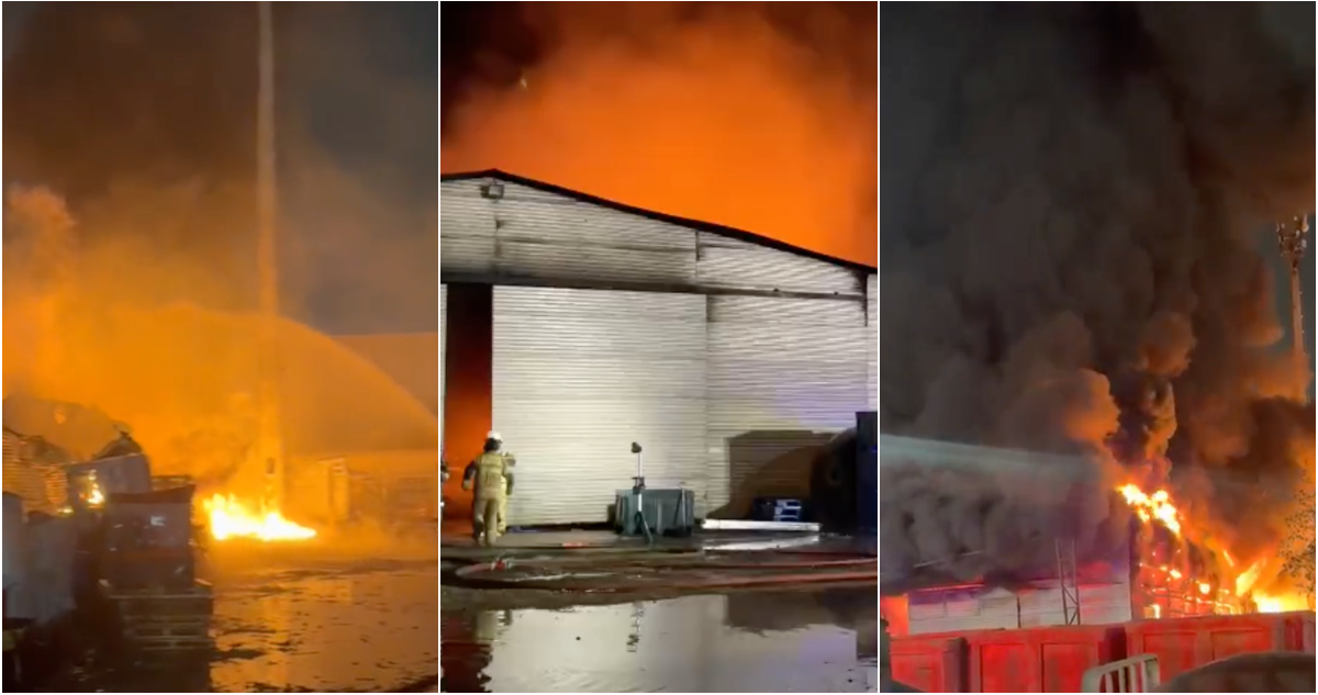 Gigantesco incendio destruye bodega de productos plásticos en Lampa