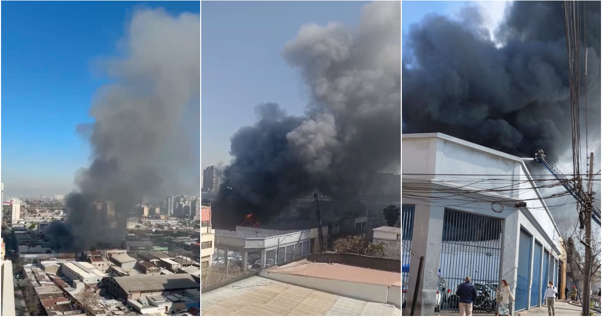 Reportan incendio que provoca densa columna de humo en Santiago