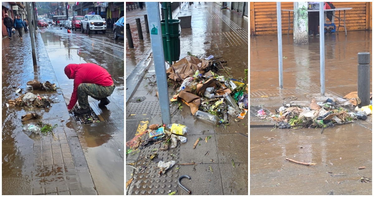 Encuentran gran cantidad de basura tras inundación de calles en el centro de lota