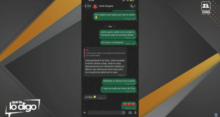 Mensaje de Ivette Vergara a QUé te lo Digo sobre Fernando Solabarrieta