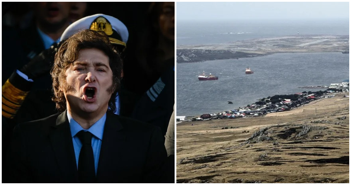 Imagen de archivo de Javier Milei y de Stanley, en las Islas Malvinas