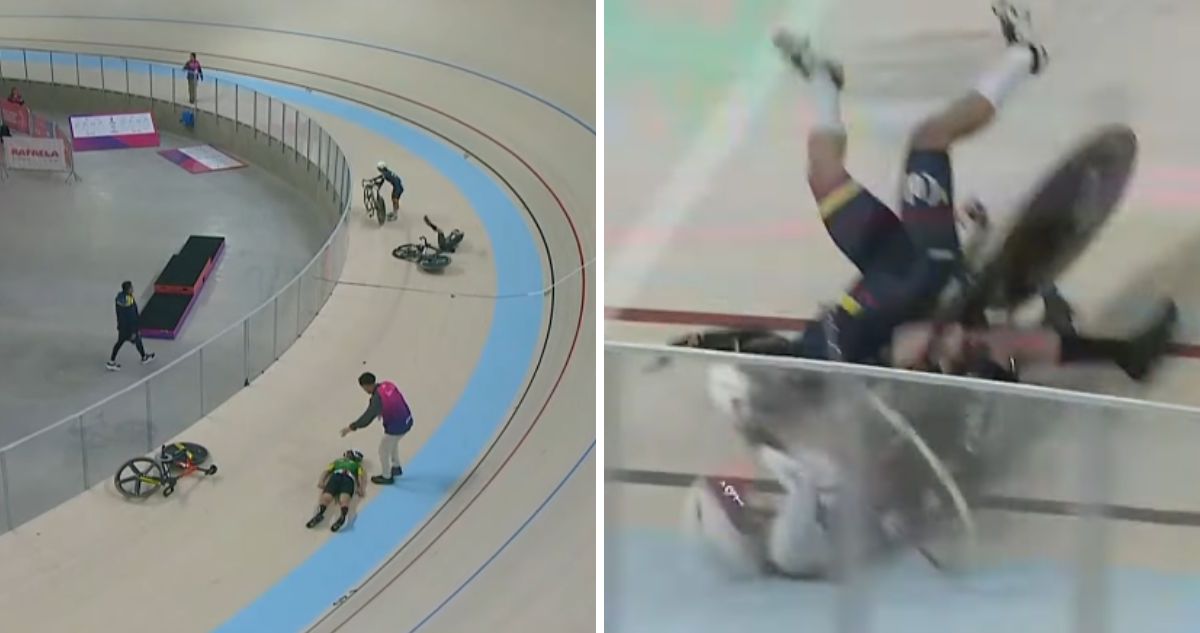 Scarlet Cortés sufrió terrible caída en Omnium femenino de los Juegos Suramericanos.