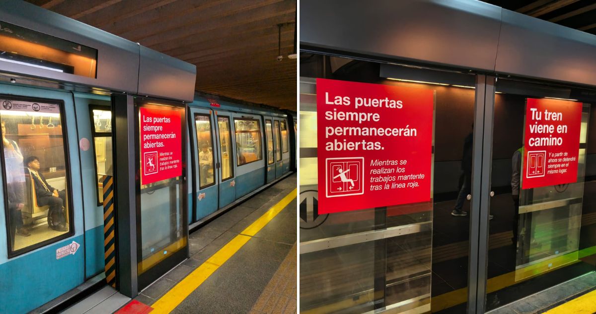 Marco de futura puerta de andén en estación Pajaritos