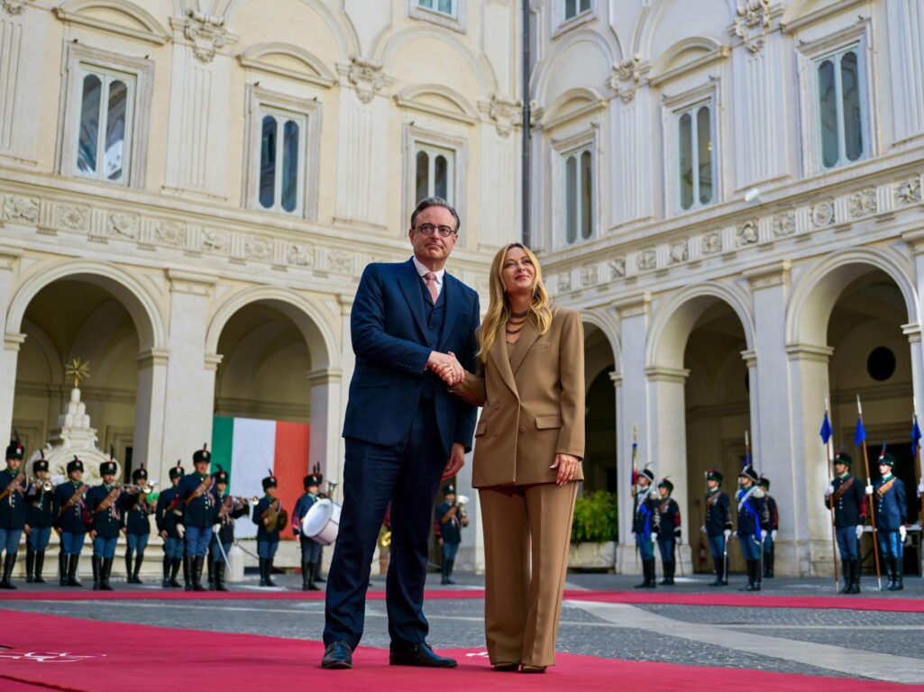 El primer ministro belga, Bart De Wever, y la primera ministra italiana, Giorgia Meloni, en Roma