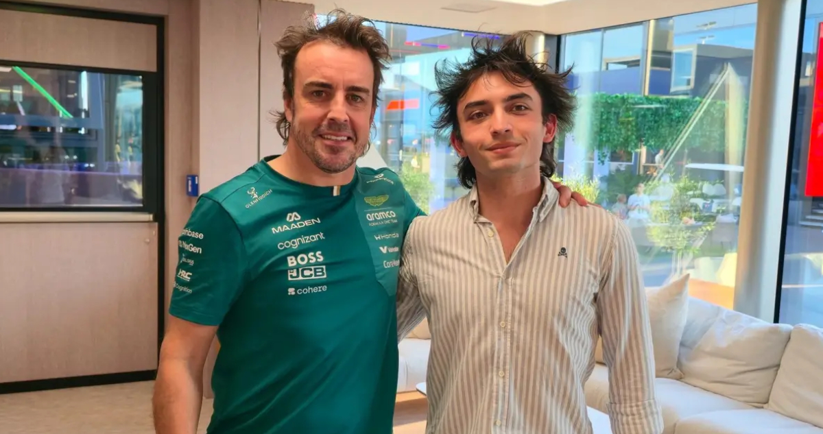 Nico Pino y Fernando Alonso en Aston Martin