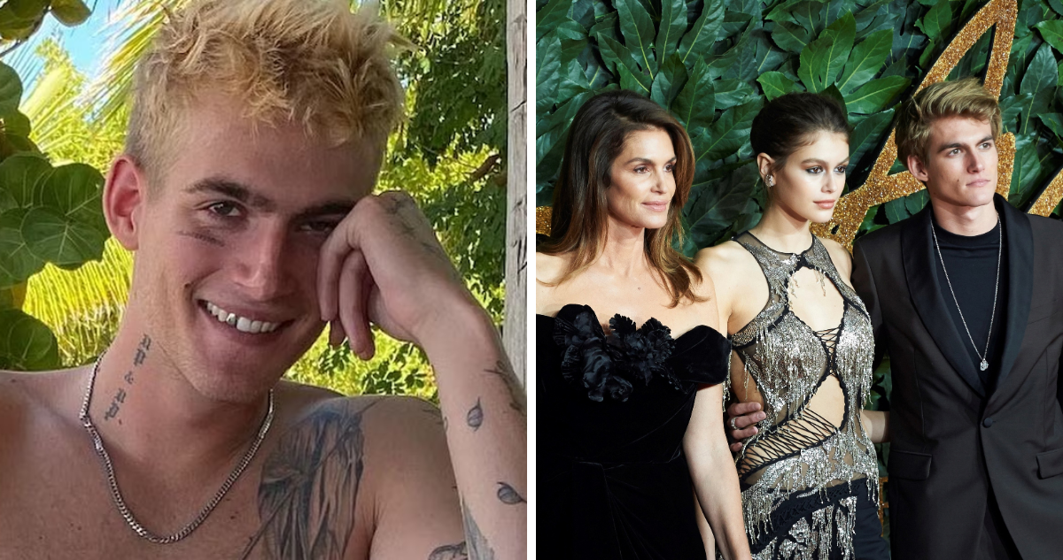 Presley Gerber junto a su madre Cindy Crawford y su hermana Kaia Gerber