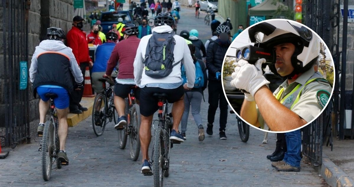 Rápido y “bicicletoso”: Carabineros pistolea y partea a ciclistas a exceso de velocidad en Parquemet