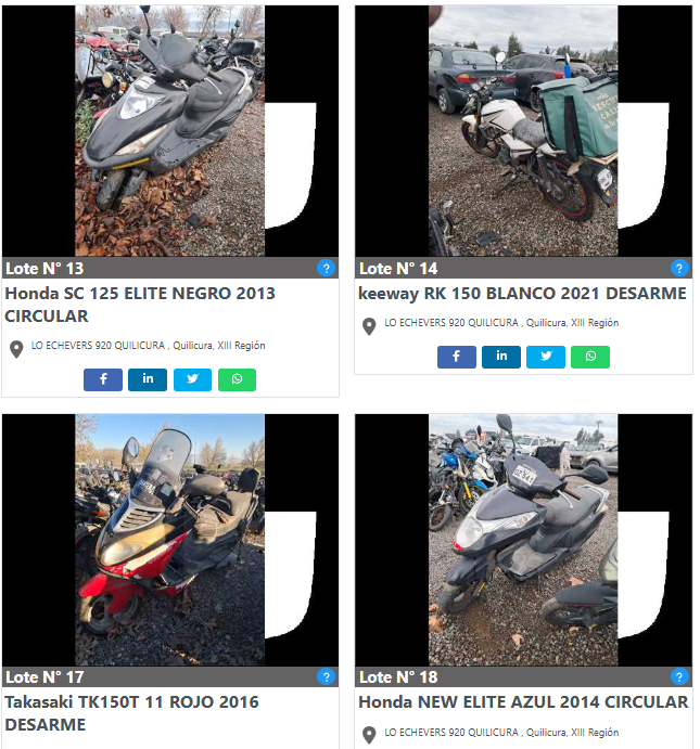 180 motos irán a remate este jueves sin precio mínimo: cómo revisarlas y dónde participar