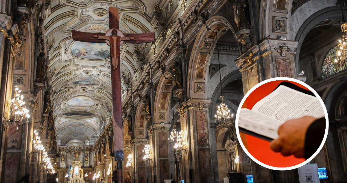 Catedral de Santiago – persona leyendo la Biblia.