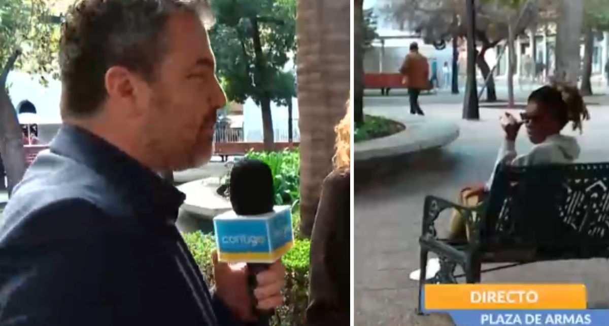 Notero de CHV también fue increpado por mujer en la Plaza de Armas al reportear denuncia de tiktoker
