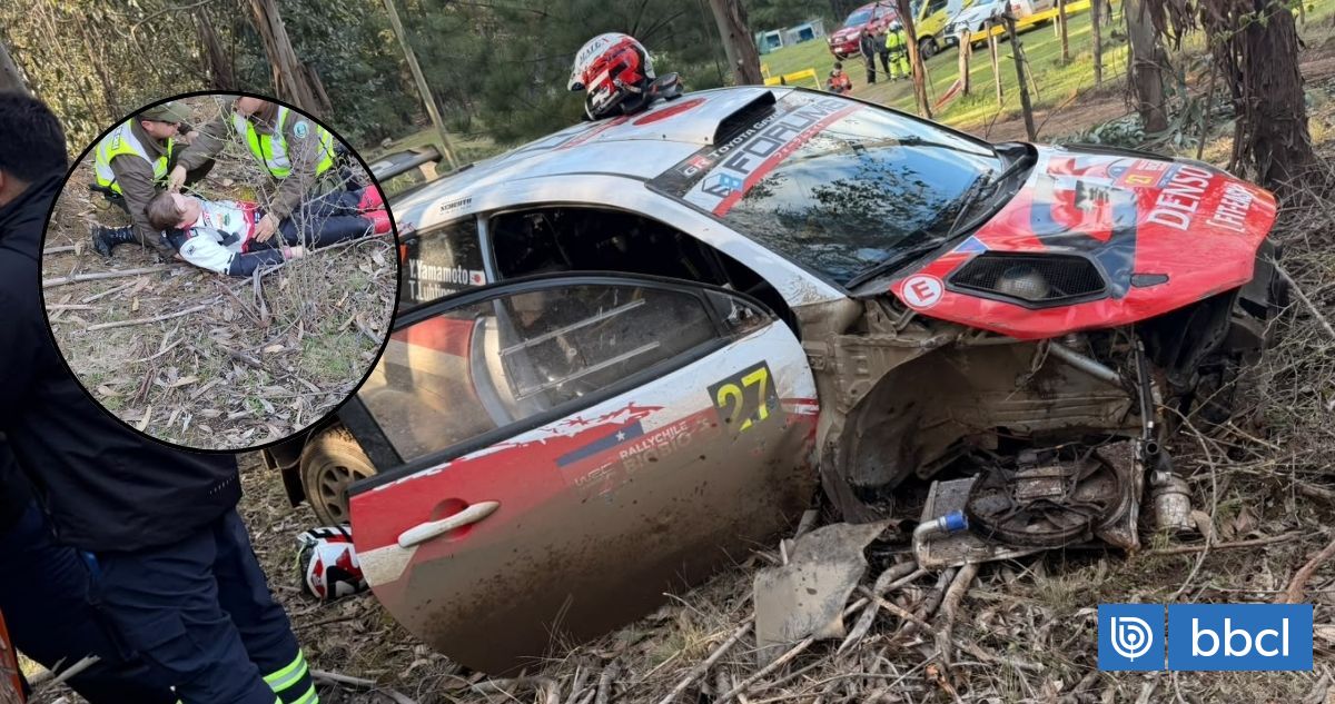Carabineros auxilian a piloto y navegante tras accidente en WRC Chile