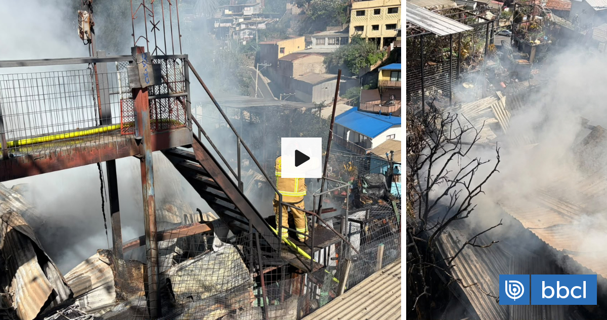 Una vivienda destruida y una persona con quemaduras deja incendio en Cerro Mariposas de Valparaíso