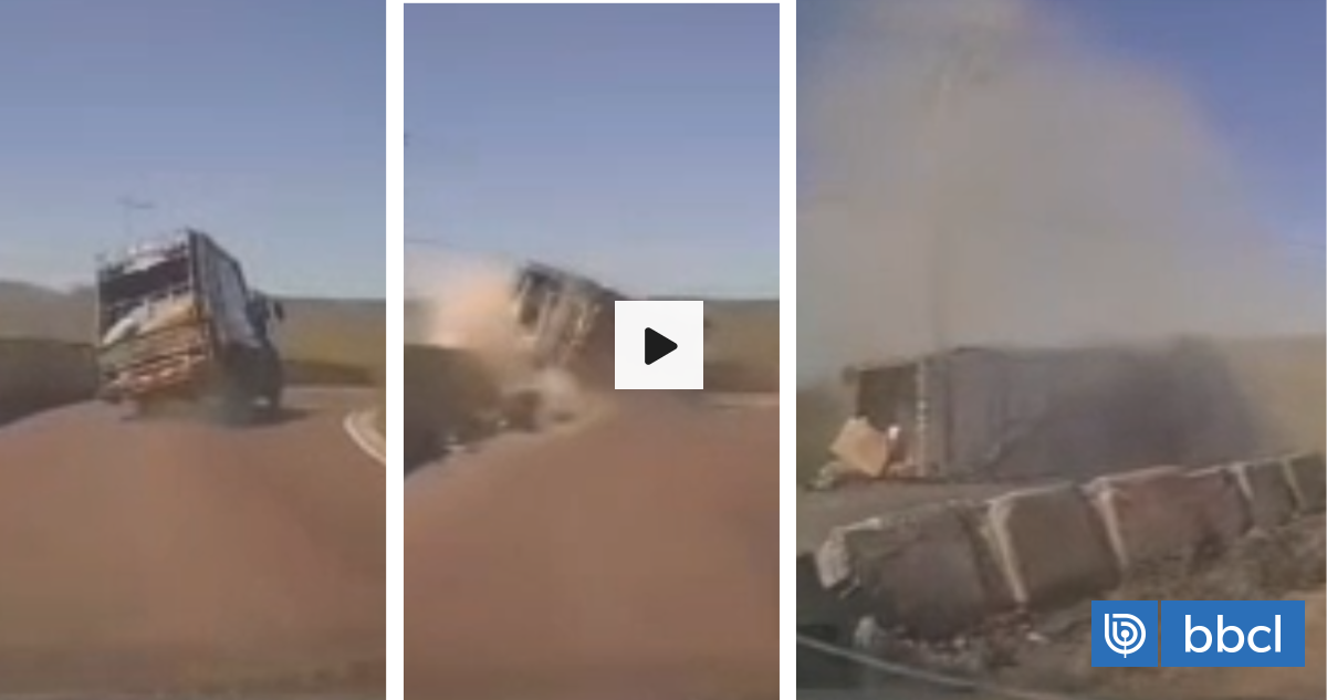 Video capta brutal momento en que camión municipal de Viña del Mar vuelca tras tomar una curva