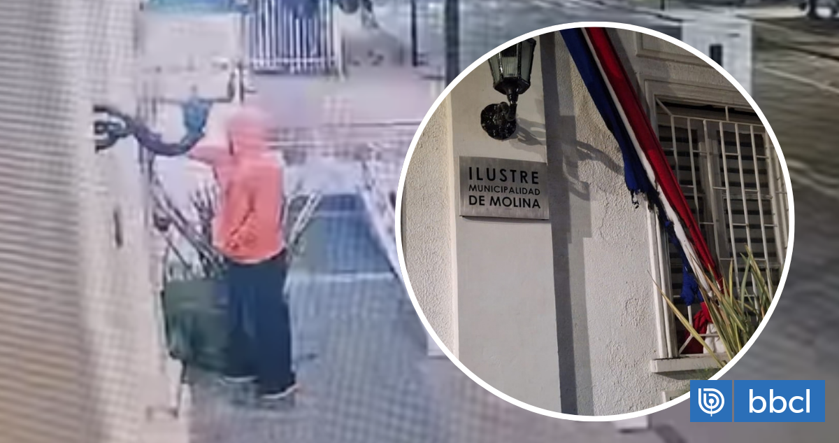 Con toda calma un hombre quemó bandera chilena en Municipalidad de Molina pero una cámara lo delató