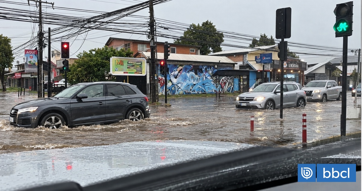 Calles anegadas, cortes de luz y fuertes lluvias: los efectos de sistema frontal que azota a Araucanía