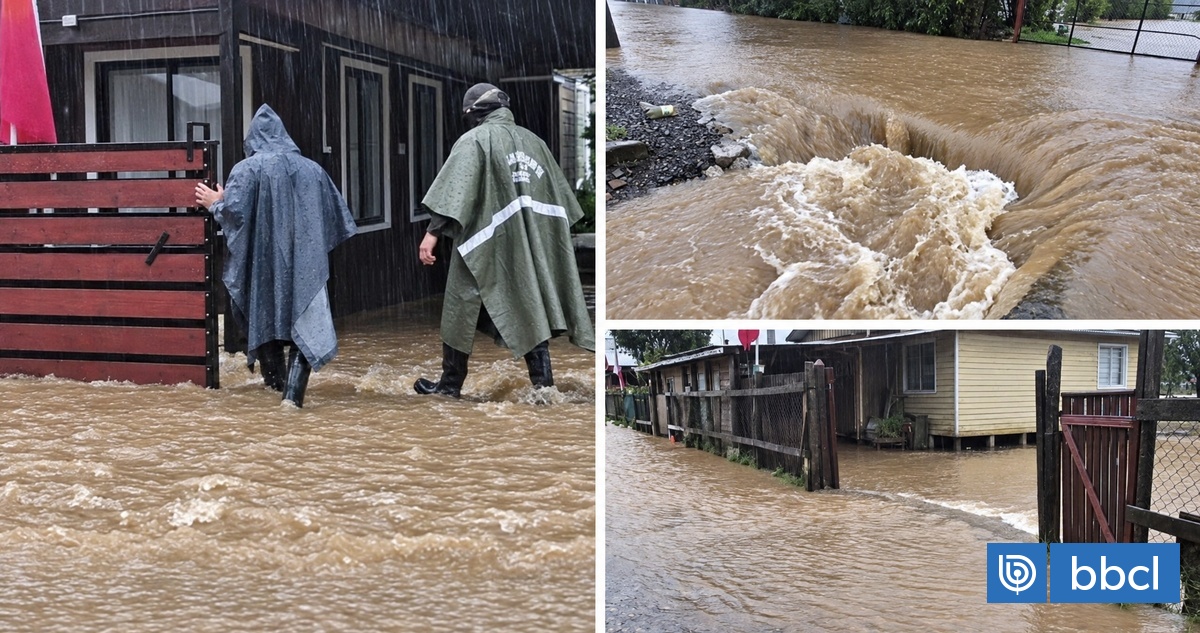 Río Pichilo en Arauco sube más de tres metros su caudal dejando calles y hogares anegados