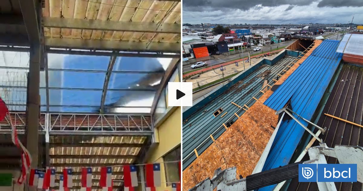VIDEO | Así se voló techumbre de Mercado Municipal de Puerto Montt por vientos del sistema frontal