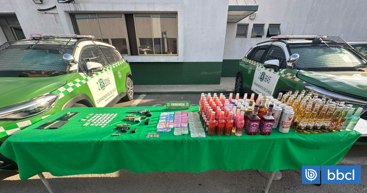 "Spot secreto": Carabineros desbarata after en San Ramón y decomisa armas, drogas y alcohol