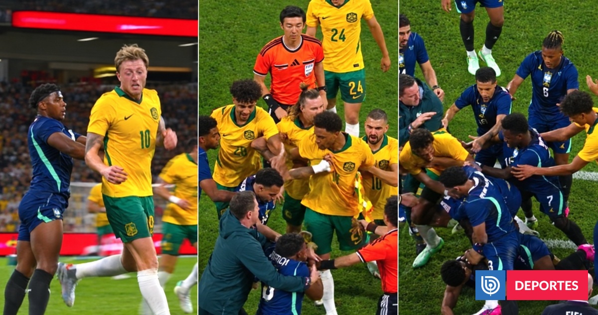 Empujones, insultos y caída: la pelea en el Australia-Brasill que acabó con Endrick en el piso