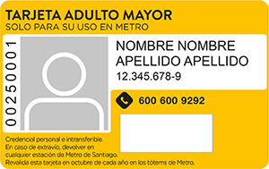 Tarjeta Adulto Mayor sólo Metro (TAM–Metro)