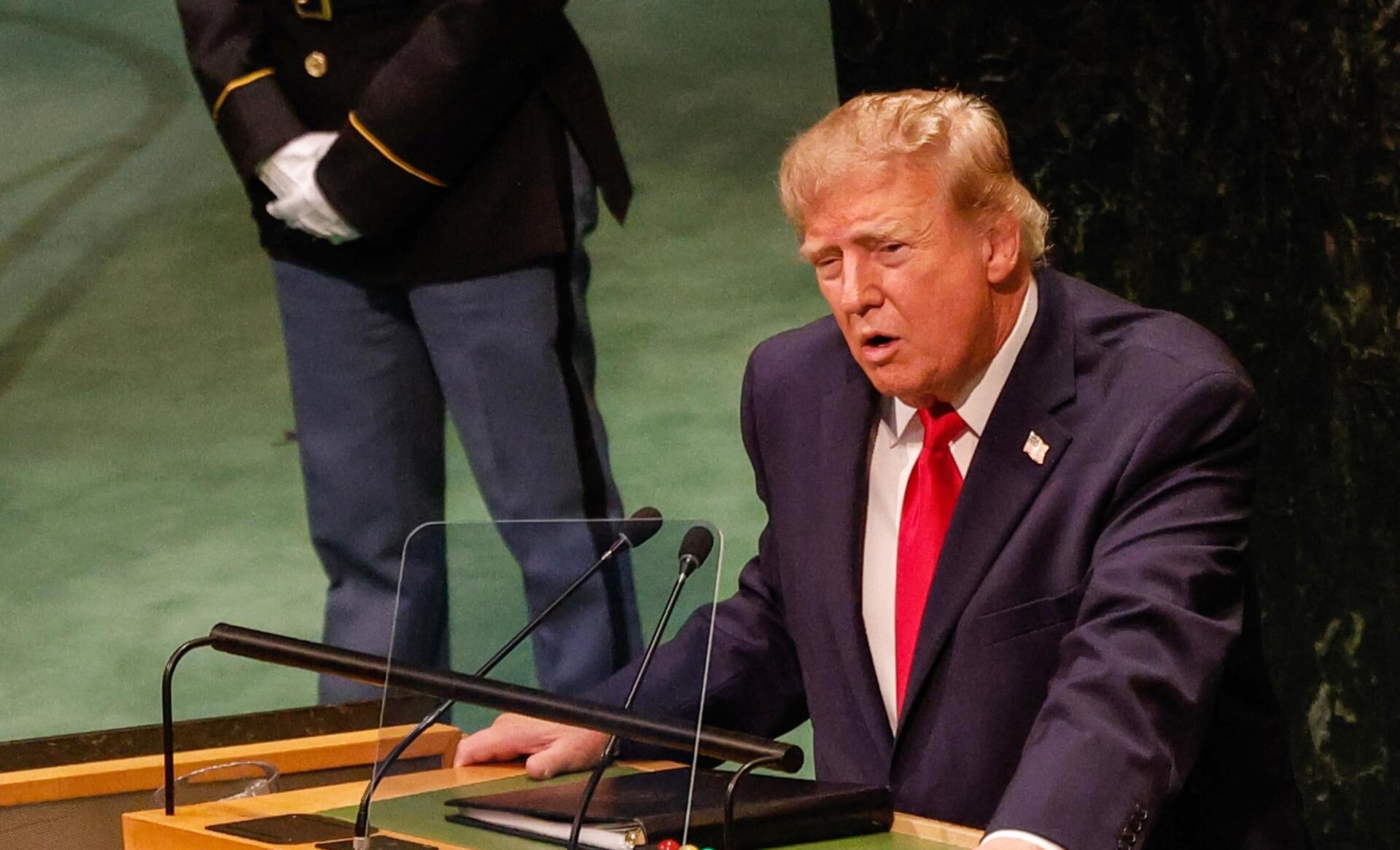 El presidente de EEUU, Donald Trump, hablando ante la Asamblea General de las Naciones Unidas