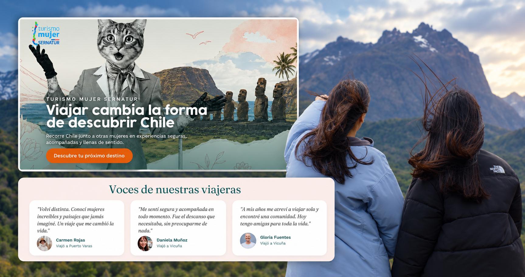 ¿Testimonios falsos? Sernatur promociona programa de turismo con fotos de mujeres que no existen