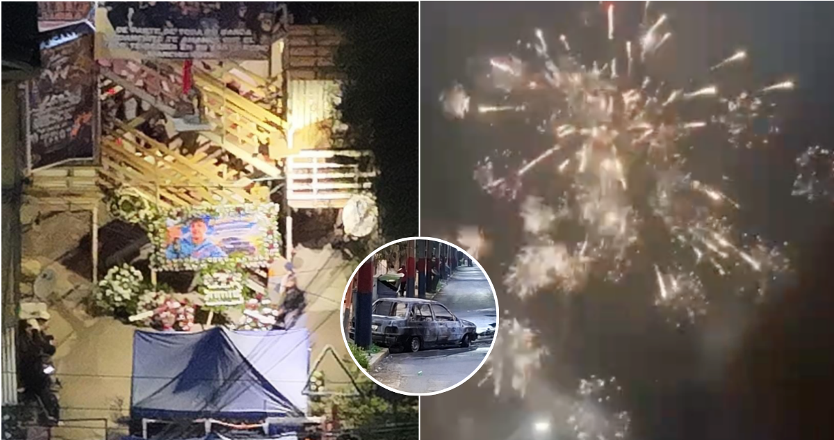 Balaceras, fuegos artificiales y un vehículo quemado es el saldo de “velorio simbólico” en Quilicura