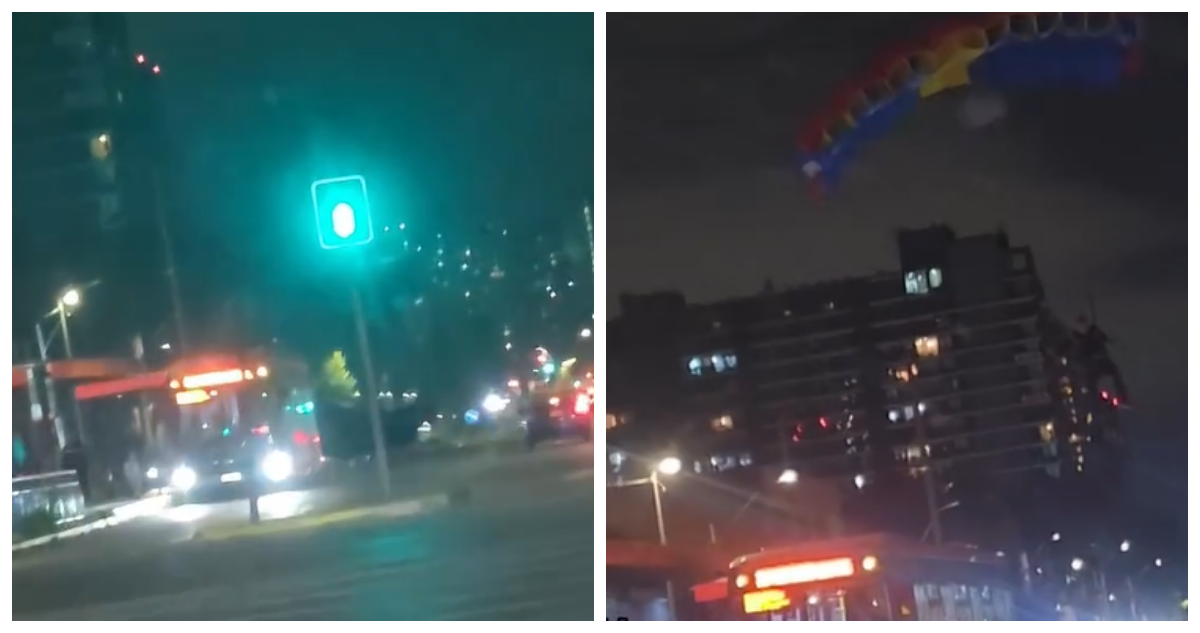 VIDEO | Graban a paracaidistas en peligroso aterrizaje sobre importante avenida de Santiago