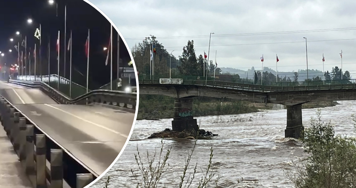 VIDEOS | Así quedó el Puente Viejo de Lautaro tras colapso parcial por paso del sistema frontal