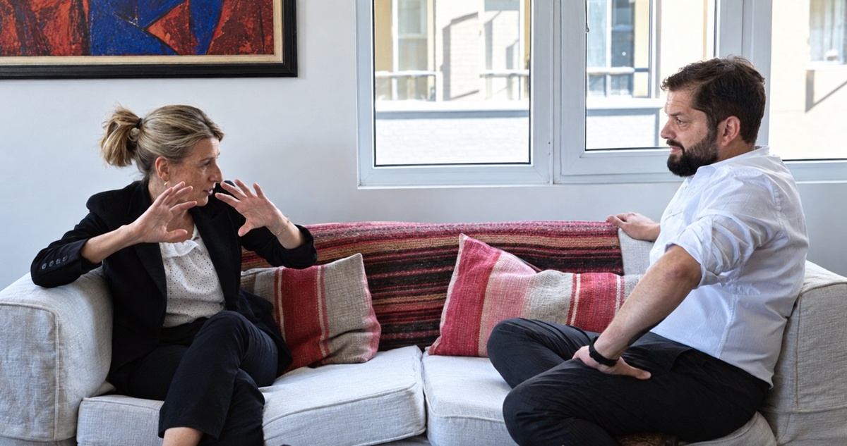Yolanda Díaz y Gabriel Boric