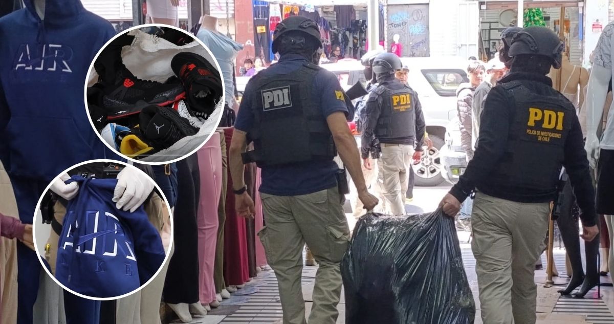 12 detenidos y prendas incautadas deja allanamiento a tiendas de ropa falsificada en Barrio Meiggs