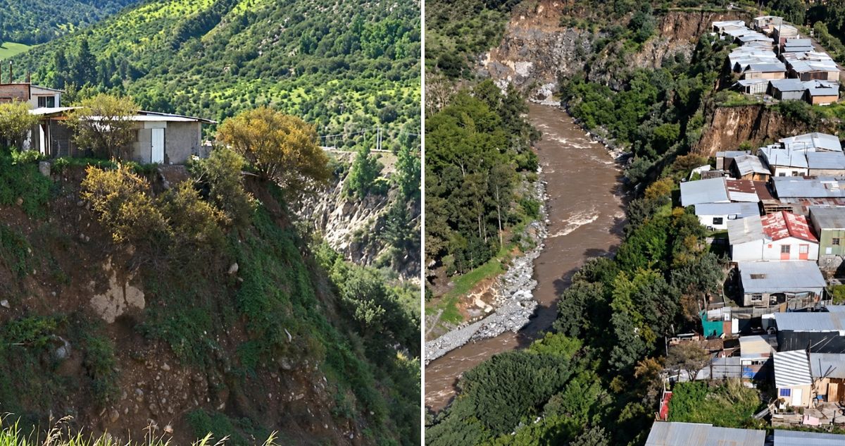 40 casas corren peligro de derrumbe hacia acantilado en Puente Alto por intensas lluvias