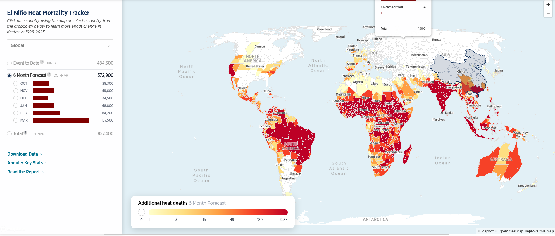 Expertos de EE.UU publican mapa que estima cientos de miles de muertes por Super Niño: incluye a Chile