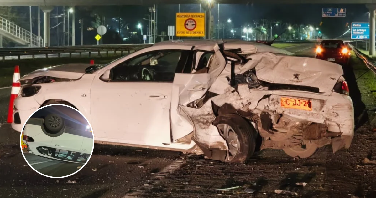 Cuatro personas heridas deja violenta colisión en la Ruta Los Libertadores