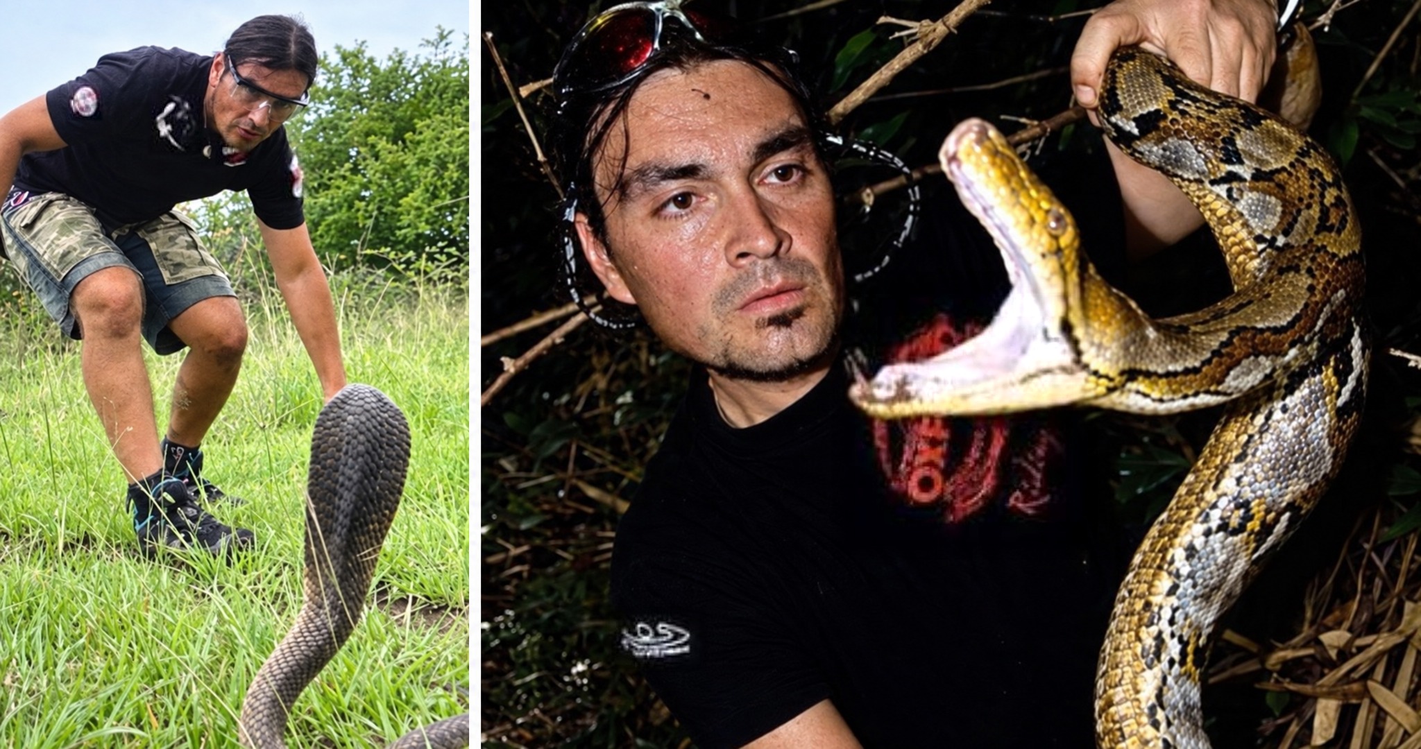 Luis Andaur junto a serpiente