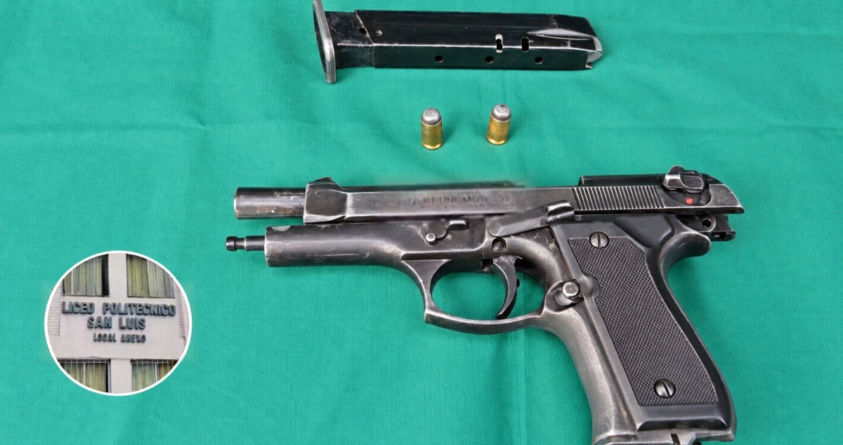 Detienen a escolar de 16 años por llevar arma modificada a liceo de San Miguel
