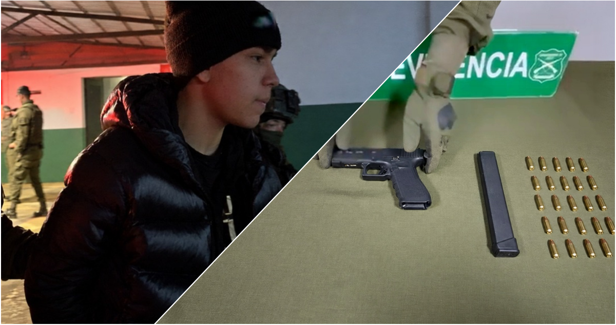Detienen a sujeto de 19 años sorprendido en La Pintana con una pistola con cargador extendido