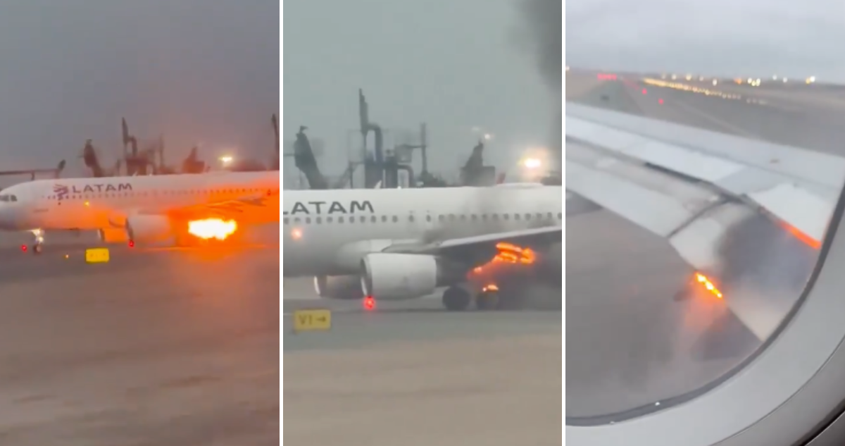 Avión de Latam sufre incendio en una de sus alas antes de despegar en aeropuerto de Perú