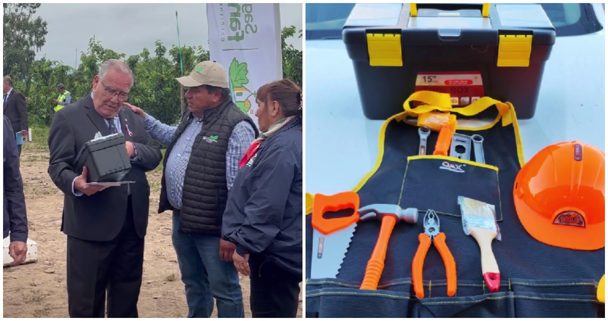 Regalo de caja de herramientas agricultores a ministro Campos