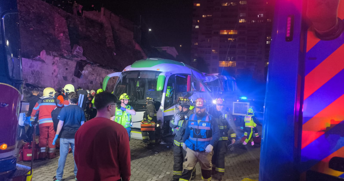 Cámara de seguridad capta momento en que bus cae al vacío en Valparaíso