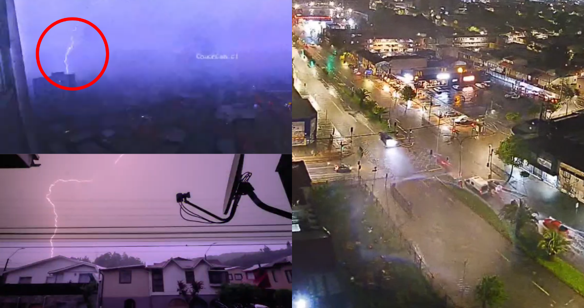 VIDEOS | Intensa tormenta eléctrica y fuertes lluvias azotan al Gran Concepción: hay calles anegadas