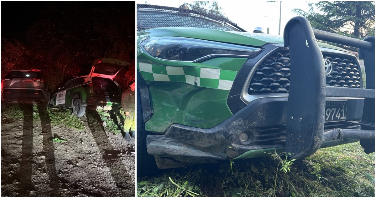 Dos carabineros lesionados tras persecución por robo en Putaendo: vehículos cayeron en zanja