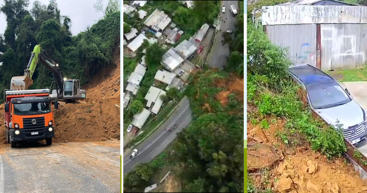 Continúa retiro de material tras derrumbe de cerro que bloqueó carretera Fernando Maira en Lota