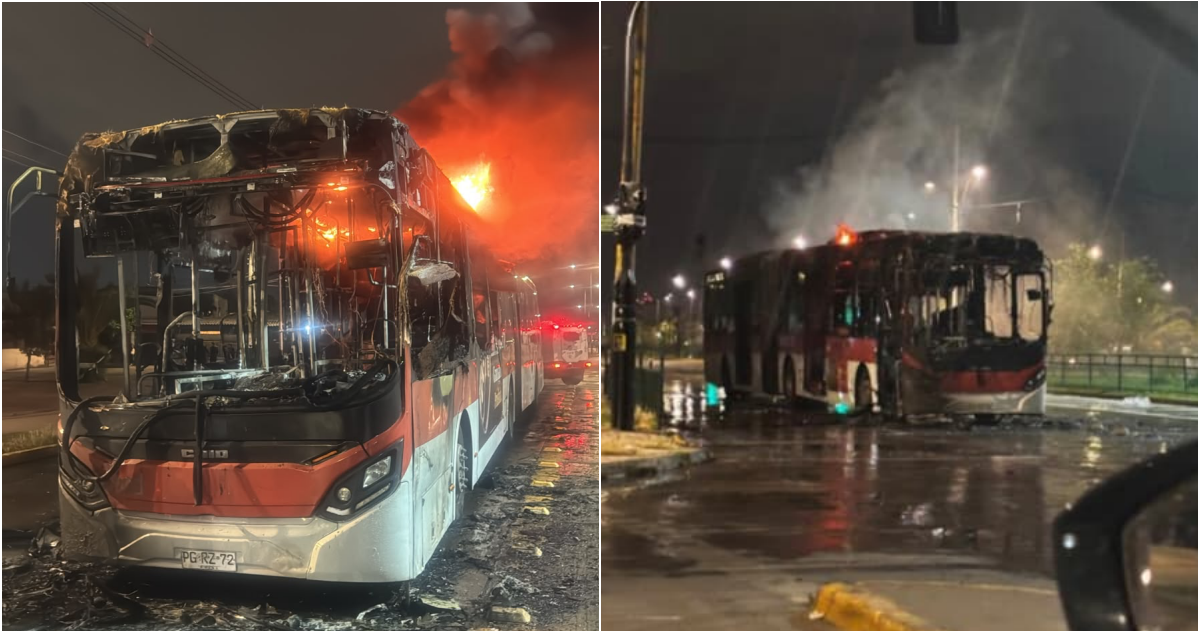 Un bus quemado, otro atacado y un intento de saqueo a supermercado deja noche del 18 de octubre en RM