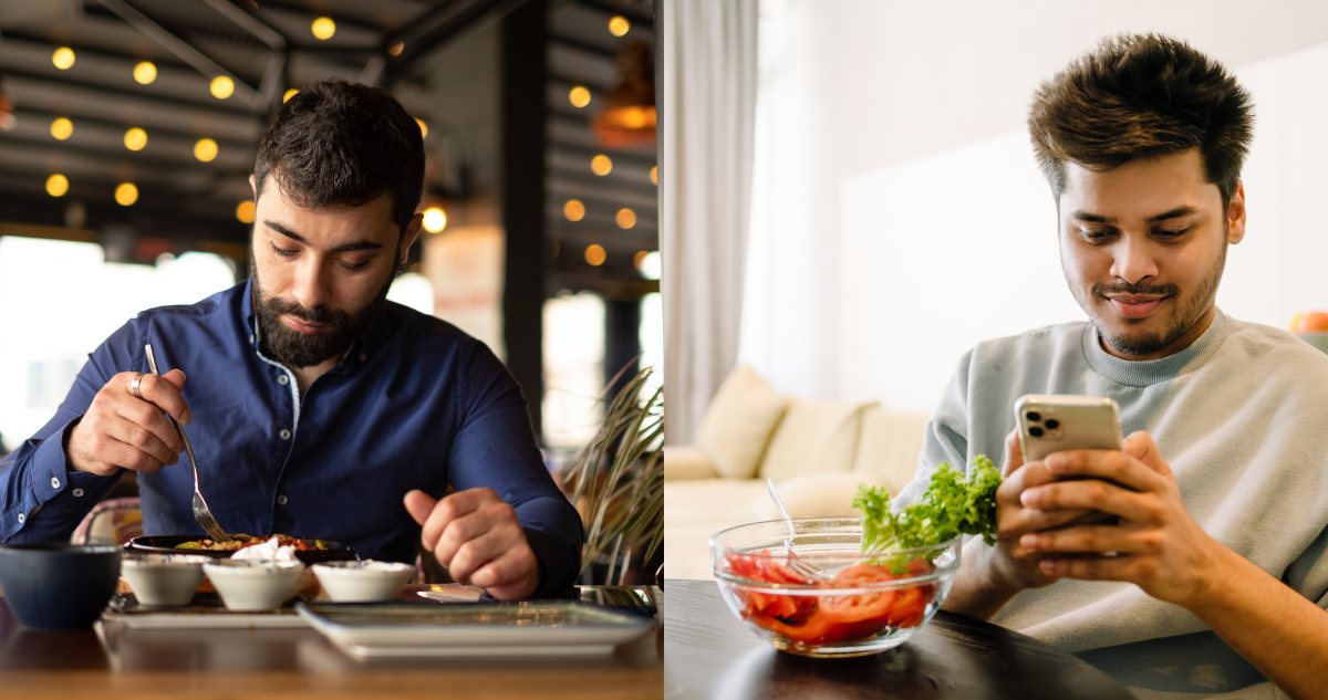 comer sólo o mirando el celular afecta tu cuerpo