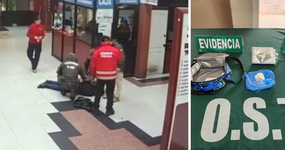 En prisión preventiva queda hombre sorprendido con cocaína en su maleta en terminal de Temuco