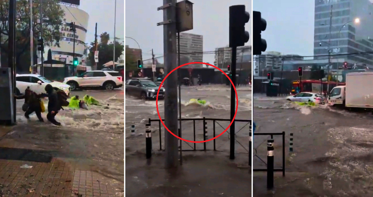VIDEOS | Corriente de calles anegadas arrastra a transeúntes a la mitad de autopistas en la capital